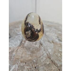 9.0oz Natural Septarian Dragon quartz Crystal egg Mineral Specimen W/Stand